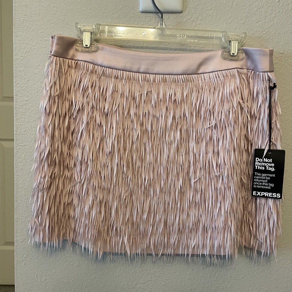 New! Express pink fringe mini skirt